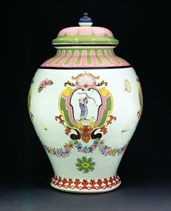Cisterna pintada com um desenho de Cornelis Pronk (1691-1759) c.1730 (porcelana) (ver 206565 para bacia) de Chinese School