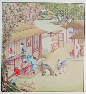 Cena de devoção de Chinese School
