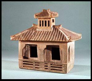 Modelo funerário de uma casa, dinastia Han (206 aC-220 dC) (terracota) de Chinese School