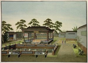 Cena do Jardim, c.1820-40 (wc no papel) de Chinese School