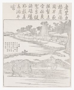 Roendo o arrozal, século 18 de Chinese School