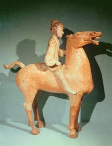 Cavaleiro, de Xianyang, Shaanxi, Dinastia Han Ocidental (terracota pintada)