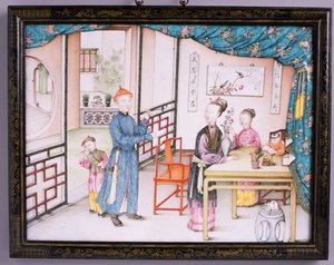 Painel Imperial Canton, período Qianlong, 1736-95 (repousse esmalte) (ver 207217 para par) de Chinese School