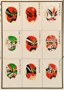 Make up designs para Chinese Opera Characters (woodblock colorido sobre papel) de Chinese School
