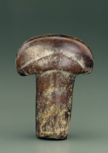 Objeto em forma de haste oval encimada por botão semicircular espesso (serpentina) de Chinese School