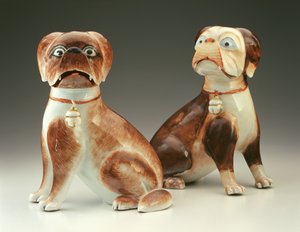 Par de cães Pug (porcelana)