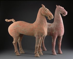 Par de cavalos, dinastia Han (206 aC-220 dC) (louça de barro)
