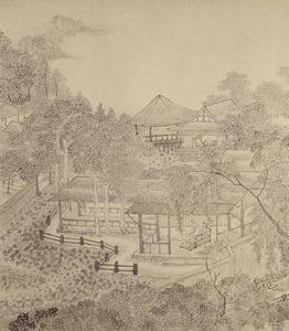 Passando o verão no Thatched Hall of the Inkwell (tinta no papel) de Chinese School