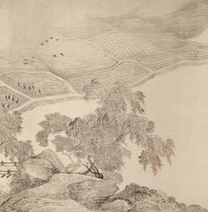 Passando o verão no Thatched Hall of the Inkwell (tinta no papel) de Chinese School