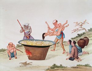 Mergulhar uma mulher em água fervente (wc no papel) de Chinese School