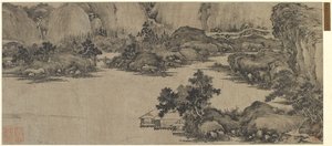 Retiro de estudiosos sobre o rio, possivelmente dinastia Qing (tinta sobre papel)