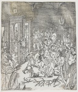 The Mocking of Christ, 1637 (impressão em xilogravura) de Chinese School