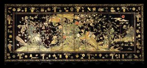Tela de doze painéis com Phoenixes, final do século XVIII de Chinese School