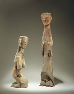 Duas estatuetas, tarde Dinastia Zhou (1046-256 aC) 4º - 3º século aC (madeira) (ver 394840 para detalhes)