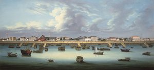 Vista do Bund em Xangai, c.1855 de Chinese School