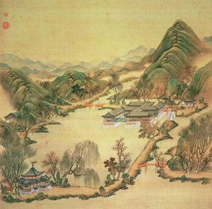 Vista do Palácio de Verão, Pequim (cor de seda) de Chinese School
