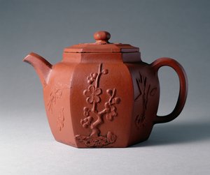 Yixing Hexagonal Teapot, chinês, final do século XVII (grés)