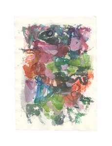 Composição abstrata, Série orgânica, 2021 (aguarela, guache e carvão sobre papel de aguarela feito à mão) de Ching Fun Tso