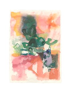 Composição abstrata, série orgânica/inorgânica, 2021 (aguarela, guache, carvão e colagem sobre papel de aguarela) de Ching Fun Tso
