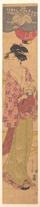 Mädchen mit einem Fächer de Chobunsai Eishi