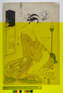 Belezas das Casas Verdes como os Seis Poetas (Seiro bijin rokkasen). c.1794-1795 (impressão em xilogravura sobre papel) de Chobunsai Eishi