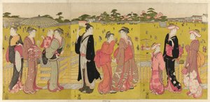 Passeando perto de Mihashi em Ueno de Chobunsai Eishi