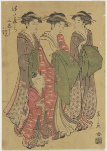 Três cortesãs da Casa Tsuataya, 1787-1798 de Chobunsai Eishi