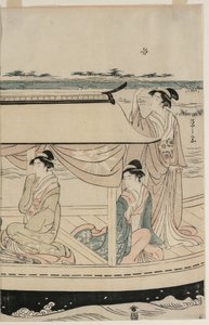 Mulheres em um barco de recreio no rio Sumida de Chobunsai Eishi