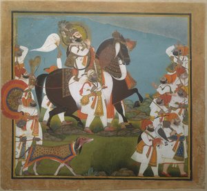 Maharana Bhim Singh e Retinue embarcam em uma caça, ca. 1805-10.