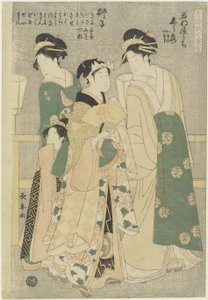 Três cortesãs da Casa Wakafune-ya: Shiratsuyu, Isono e Isoji, 1794