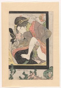 Holandês com uma cortesã japonesa de Chokosai Eishô (attributed to)