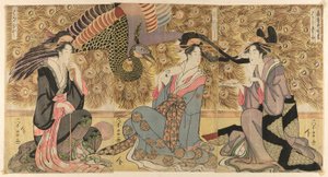 Uma paródia de cortesãs em exibição no Ogiya (Ogiya mise yatsushi)