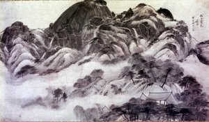 Coreen de arte: Monte Inwang. Gravuras de Chong Son (1676-1759). Século XVIII. Colecção Jai Hyang John de Chong Son