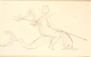 Cupido montando em um golfinho. motivo pompeiano de Christen Købke