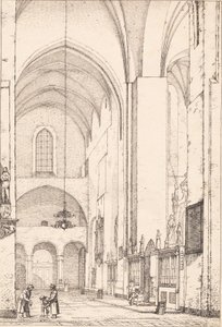Dinamarquês: Prospeto do interior do transepto norte da Catedral de Aarhus de Christen Købke