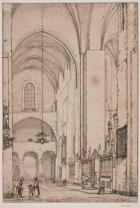 Dinamarquês: Prospeto do interior do transepto norte da Catedral de Aarhus de Christen Købke