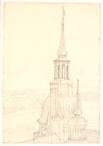 Uma das duas pequenas torres em Frederiksborg. de Christen Købke
