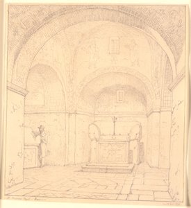 Gravura de Galla Placidias em St.Nazareo Capel em Ravenna de Christen Købke