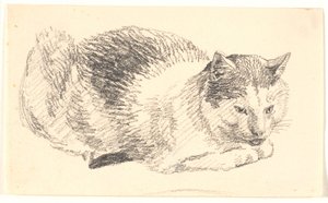 gato deitado de Christen Købke