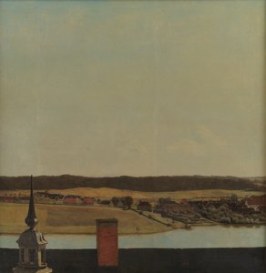 Roof Ridge do Castelo de Frederiksborg com vista para o lago, cidade e Forrest de Christen Købke