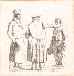 Três figuras de retrato, mestre padeiro Købke, Major Krohn e sargento escravo Sprøch de Christen Købke