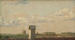 Vista de uma janela em Toldbodvej olhando para a cidadela em Copenhague de Christen Købke