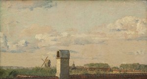 Vista de uma janela em Toldbodvej olhando para a cidadela em Copenhague de Christen Købke
