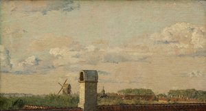 Vista de uma janela em Toldbodvej Olhando em direção à cidadela em Copenhague, c. 1833 (óleo sobre papel colocado na tela)