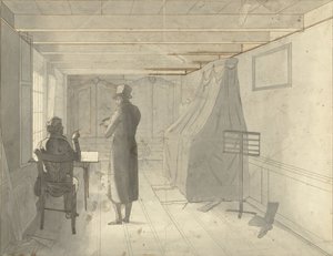 Interior com dois homens incluindo um desenhista
