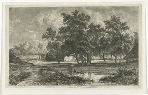 Paisagem com casa de campo entre árvores de Christiaan Immerzeel
