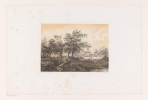 Paisagem com árvores e moinho de água de Christiaan Immerzeel