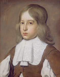 Retrato de um jovem com colarinho de renda, c.1656 (pastel sobre papel) de Christiaen Jansz. Dusart