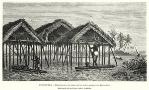 Moradias dos índios Wayuu (Guajiro), Maracaibo, Venezuela (litho) de Christian Anton Goering