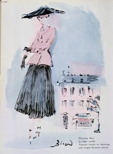 Prato de moda de Christian Dior, ilustração da revista 